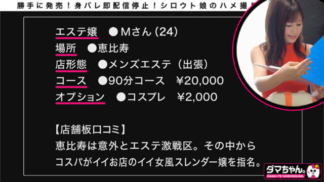 【ダマちゃん。】Mさん(dam0012)(女優：堀内美香)